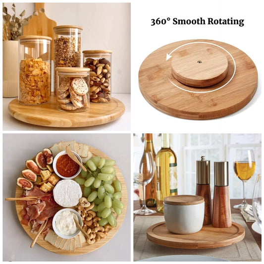 Rack à épices rotatif en bambou à une couche / Lazy Susan