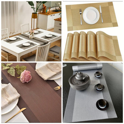 6 pièces de sous-verres en PVC plus un chemin de table