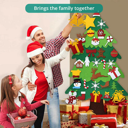 Arbre de Noël en feutre avec lumières féériques - Décoration de vacances amusante pour les enfants, jouet de développement sensoriel