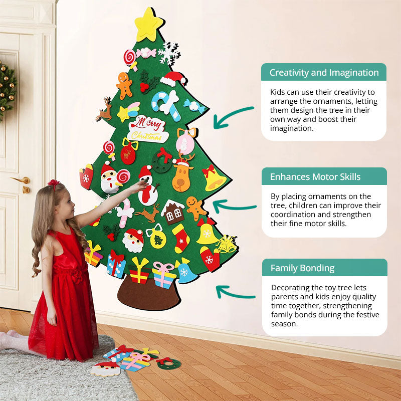 Arbre de Noël en feutre avec lumières féériques - Décoration de vacances amusante pour les enfants, jouet de développement sensoriel