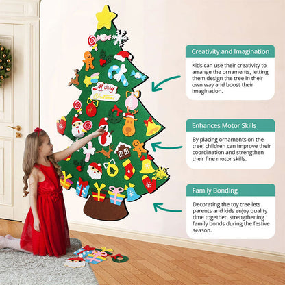 Arbre de Noël en feutre avec lumières féériques - Décoration de vacances amusante pour les enfants, jouet de développement sensoriel