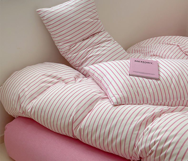 Ensemble de literie rayé rétro Floroux