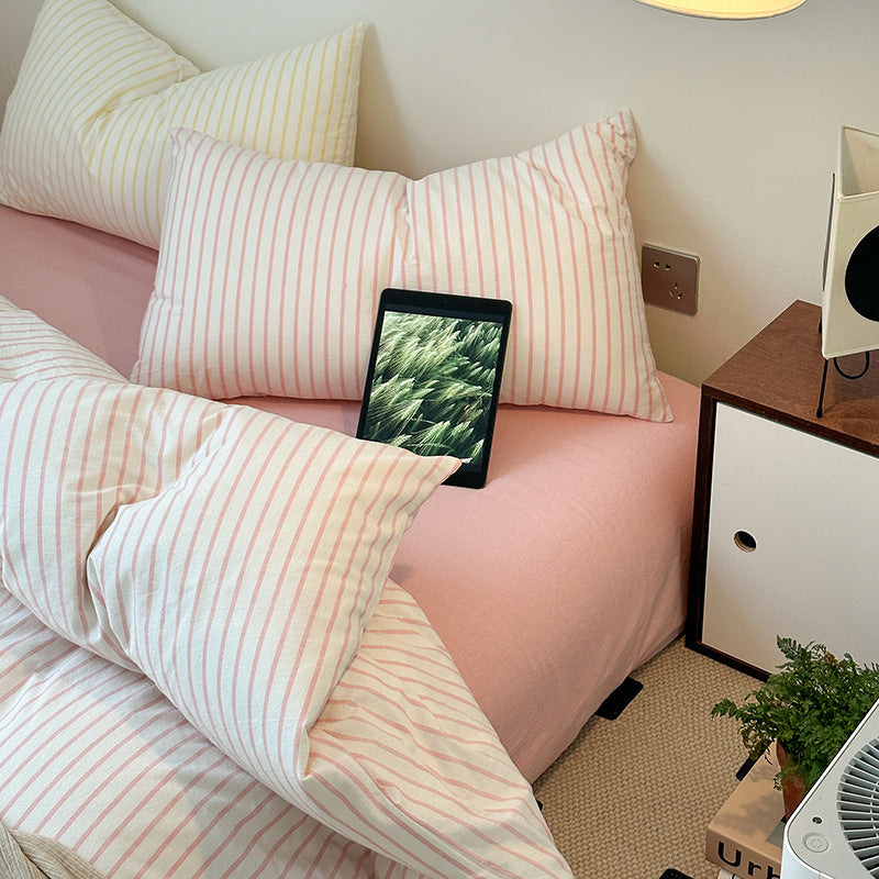 Floroux Ensemble de literie à rayures rétro