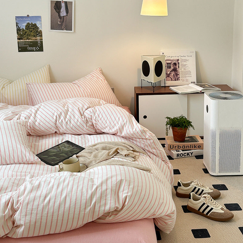 Ensemble de literie rayé rétro Floroux