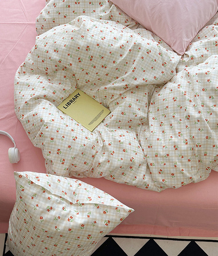 Ensemble de literie à carreaux en cerise Floroux