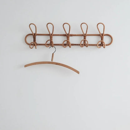 Organisateur mural en rotin naturel pour enfants - 3 et 5 crochets
