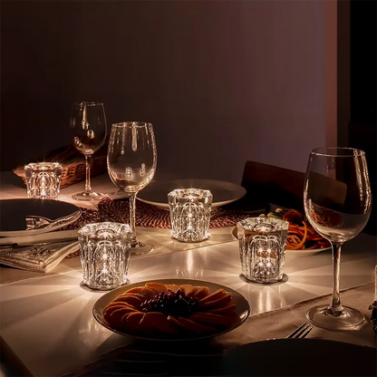 Lampe de bureau en cristal rechargeable - Lampe de table de restaurant