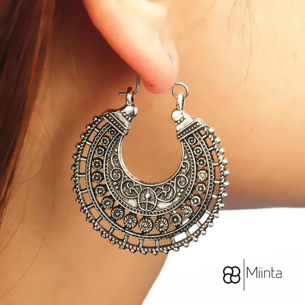 Boucles d'oreilles élégantes en filigrane tibétain en argent véritable de haute qualité !