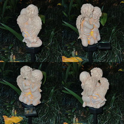 Floroux - Lampadaire solaire d'ange en résine céleste