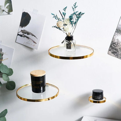 Floroux - Étagère suspendue en fer et verre ronde