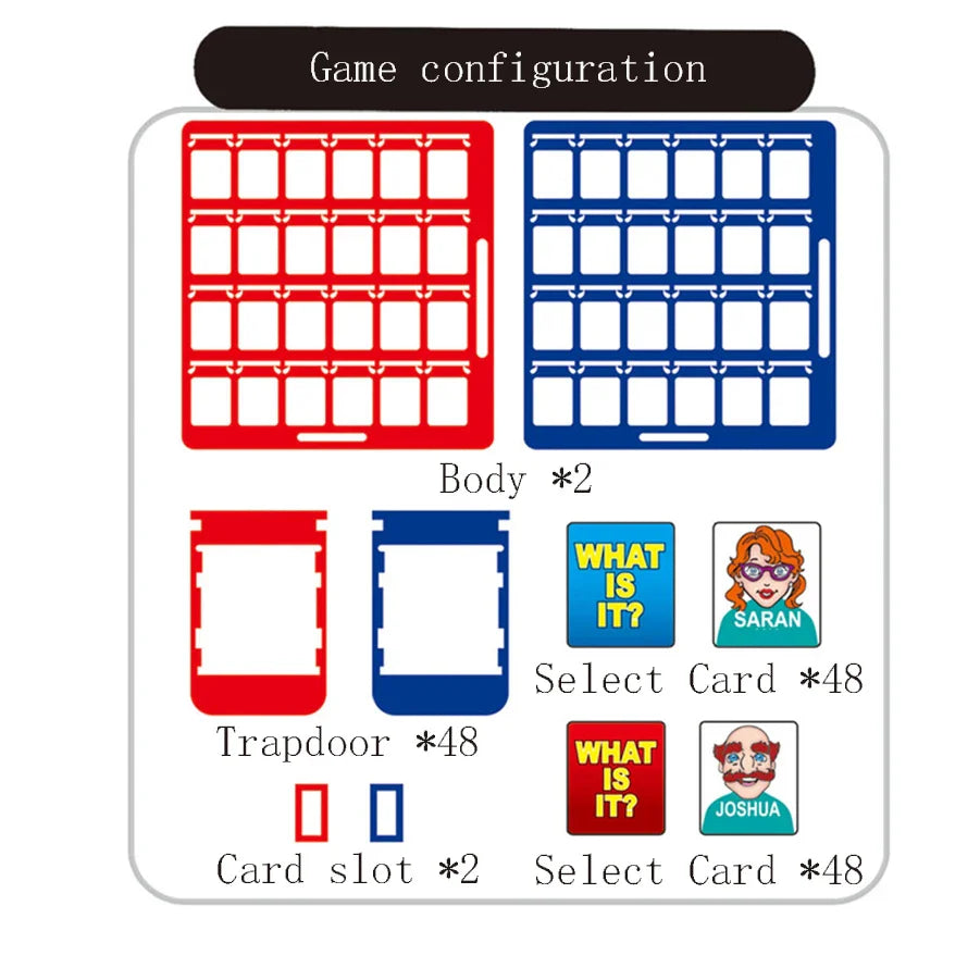 Jeu interactif Devine Qui pour enfants - Jeu de cartes puzzle logique parent-enfant pour le plaisir et l'engagement entre amis