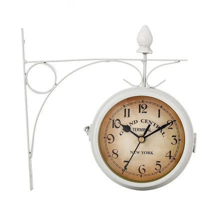 Floroux Vintage Horloge murale double face | Design nostalgique | Finition de haute qualité | Idéal pour la maison et le bureau