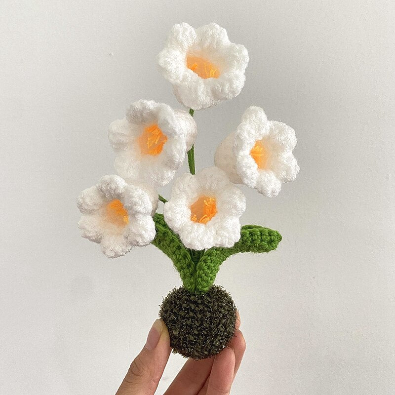 Décor de pot de fleurs au crochet fait main