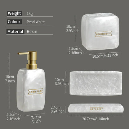 Floroux Ensemble de salle de bain 3 pièces | Design élégant en nacre | Accessoires de bain luxueux
