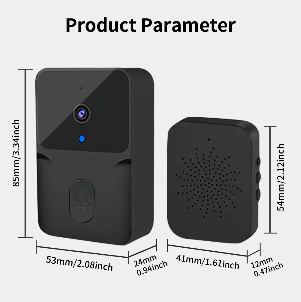 Belle caméra de porte vidéo sans fil Tuya HD - Détection de mouvement PIR WiFi et alarme contrôlée via les applications SmartLife Google Alexa