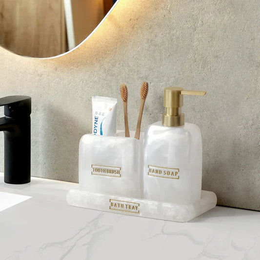 Floroux Ensemble de salle de bain 3 pièces | Design élégant en nacre | Accessoires de bain luxueux