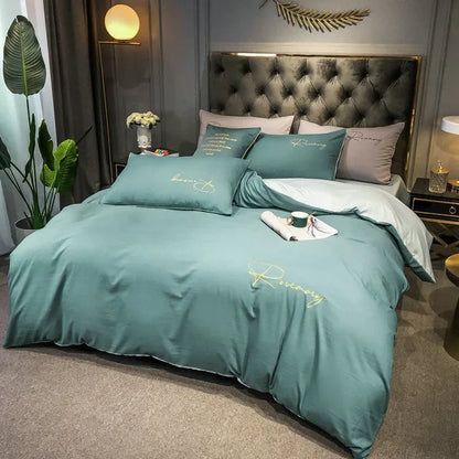 EmbroiLux Bedding - Housse de couette luxe élégante avec design brodé