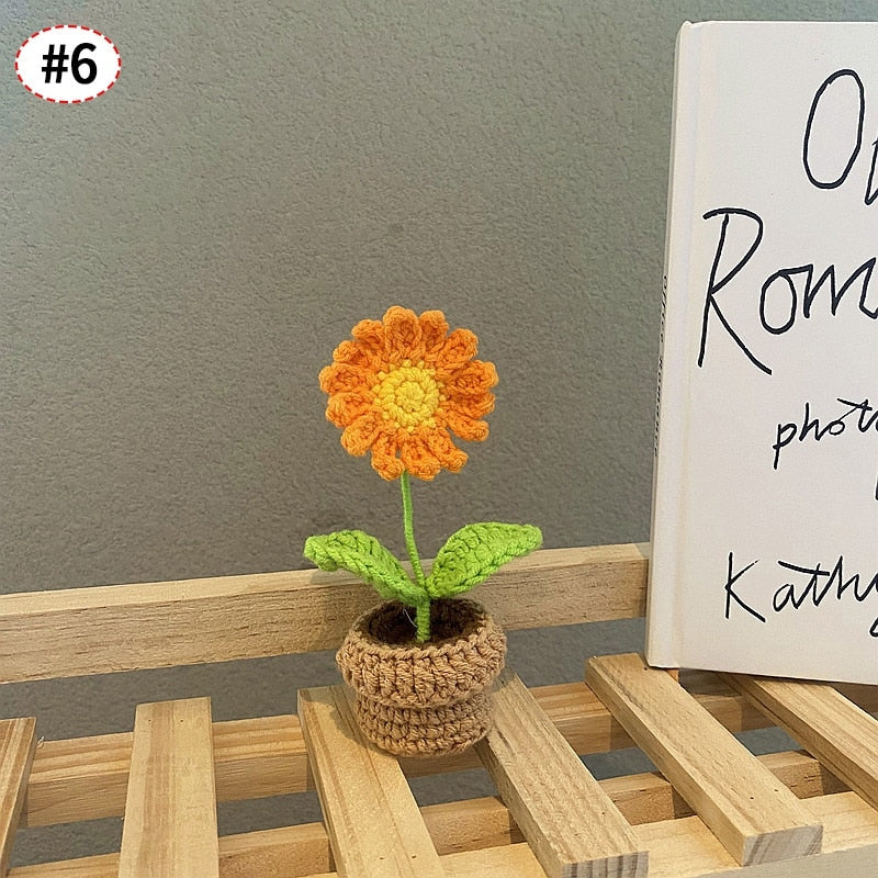 Décor de pot de fleurs au crochet fait main