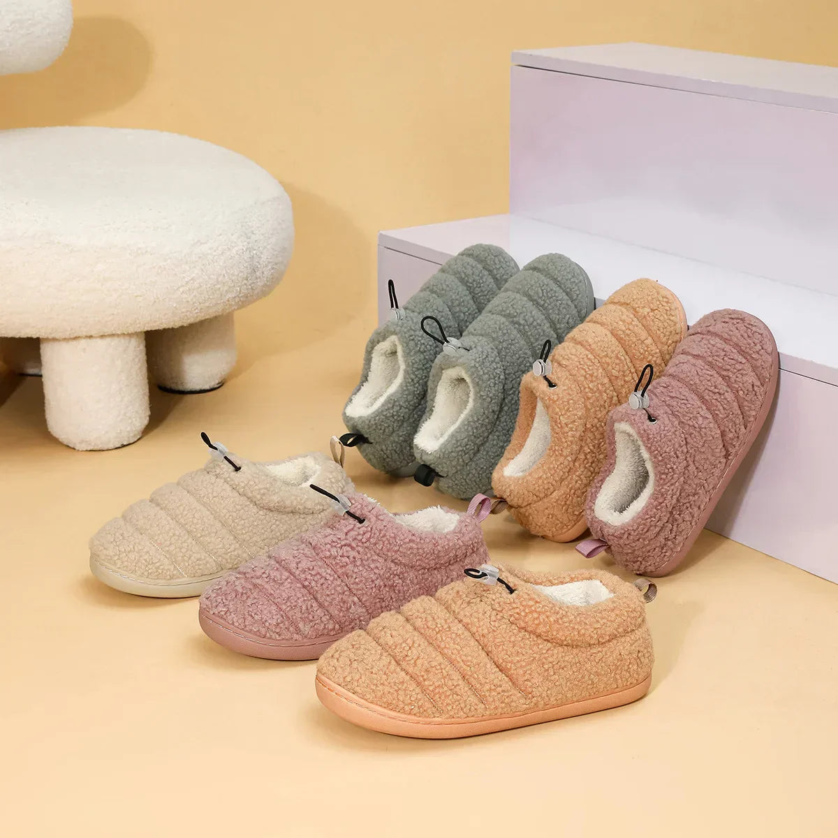 CloudWalk Chaussons - Chaussons en peluche élégants antidérapants pour un confort ultime en hiver