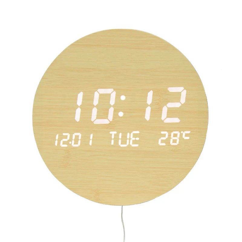 BoisTempo – Horloge de Bureau en Bois avec Alarme et Affichage LED