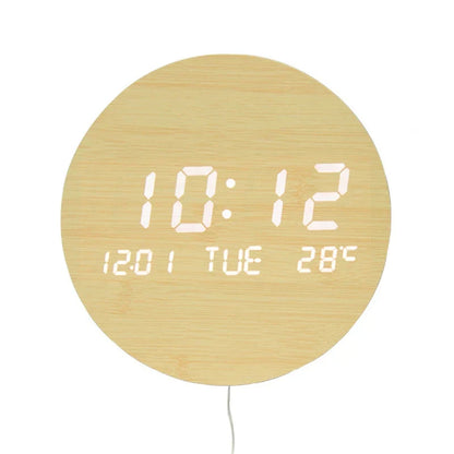 BoisTempo – Horloge de Bureau en Bois avec Alarme et Affichage LED
