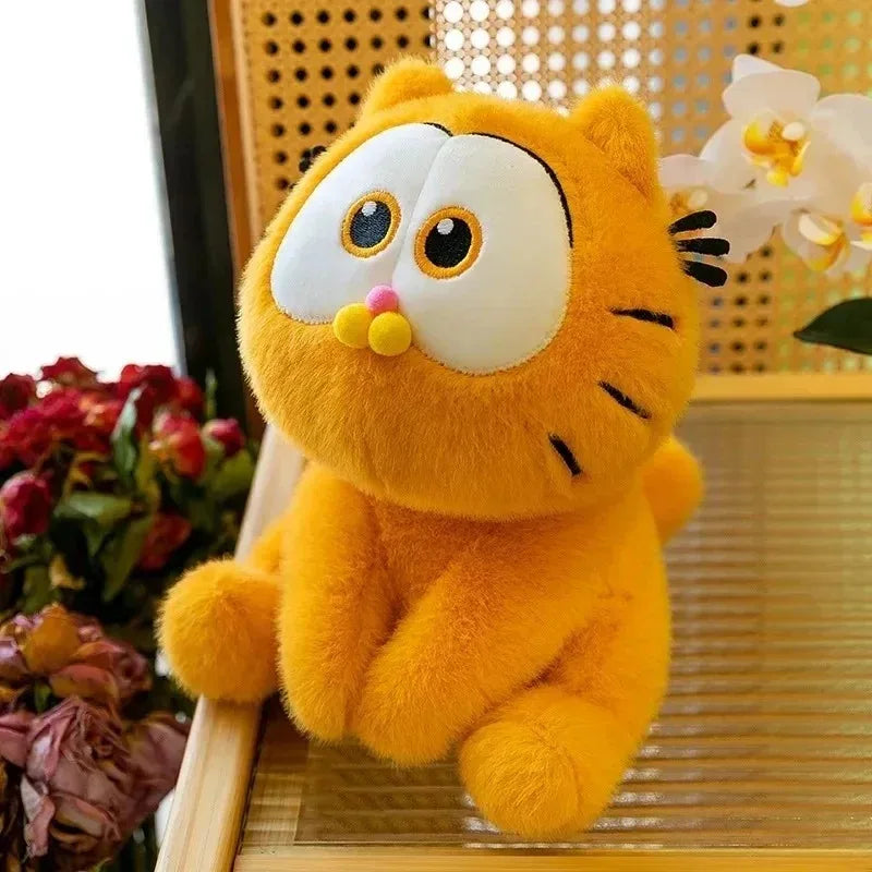 Kawaii Garfield Peluche - Doux Chat Dessin Animé Poupée Remplie, Cadeau Parfait pour Enfants et Amateurs d'Anime, Décoration de Maison Adorable