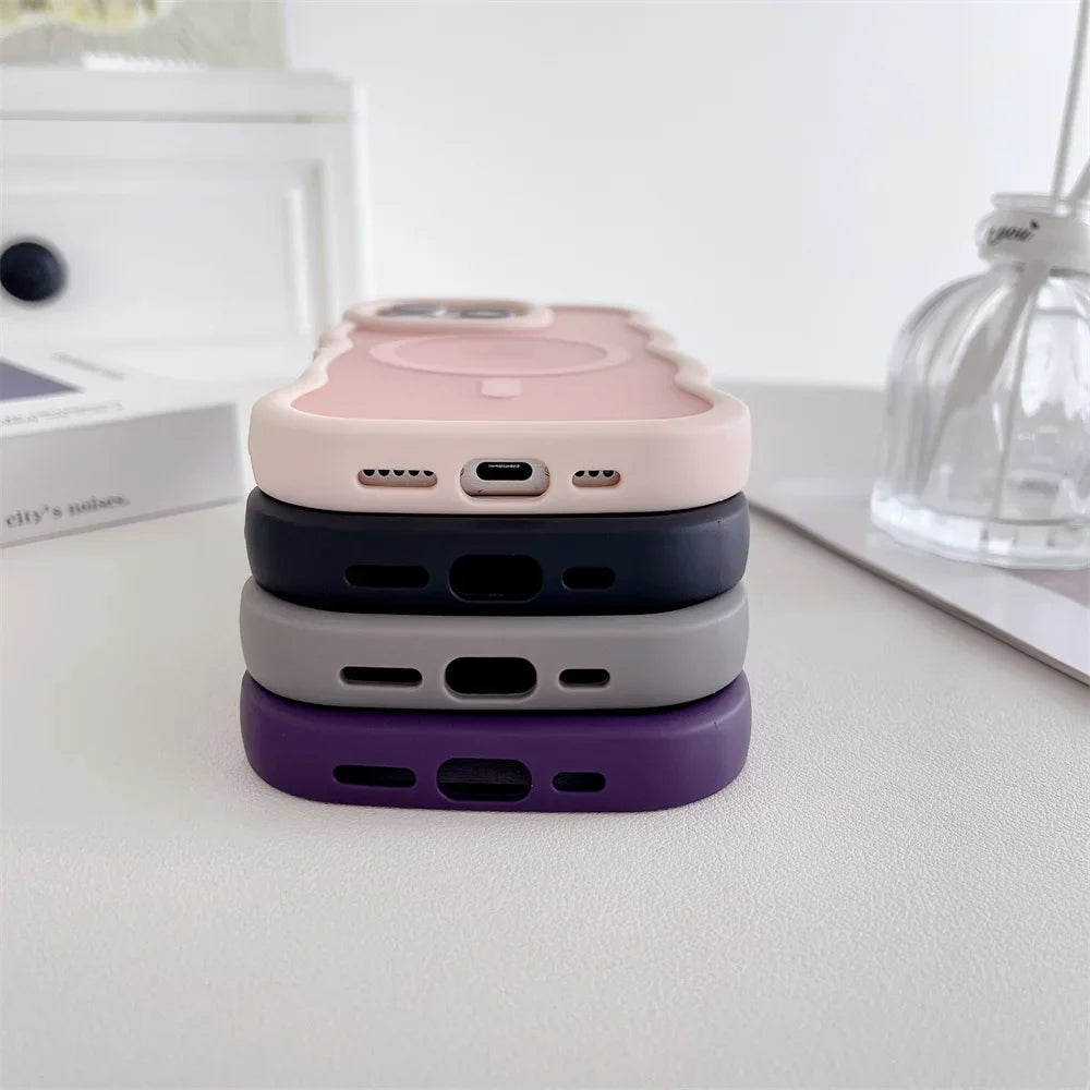 Coque de téléphone matte courbée de luxe Magsafe pour iPhone 16 12 13 14 15 Pro Max avec chargement sans fil magnétique et dos givré