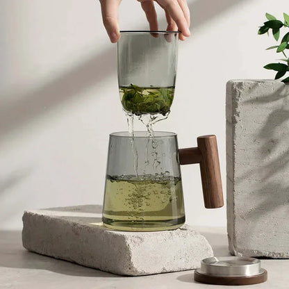 Tasse à thé en verre ultramoderne avec filtre et couvercle