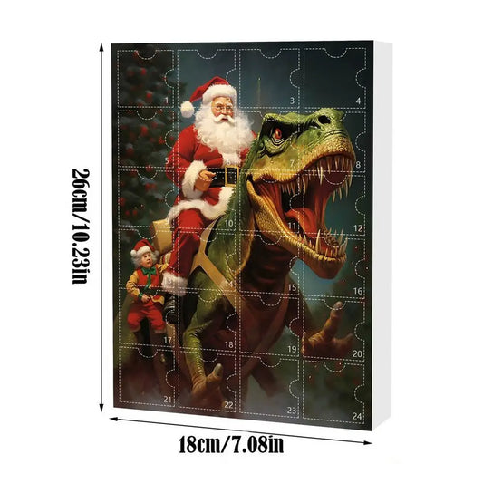 Calendrier de l'Avent Dinosaure - Compte à rebours de Noël de 24 jours, Décor de vacances amusant pour les enfants et les familles