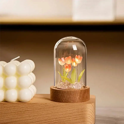 ÉclatTulipe - Lampe de Nuit Faite à la Main en Verre
