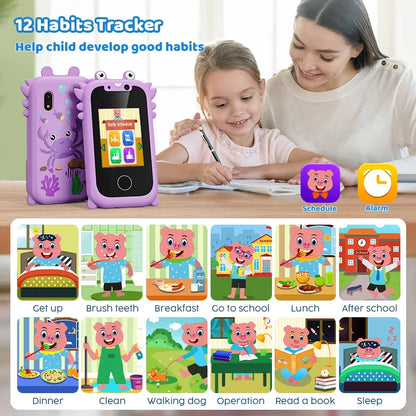 Jouet Smartphone Interactif pour Enfants - Lecteur Musical Éducatif avec Double Caméra, Écran Tactile & Carte Mémoire de 512 Mo pour un Apprentissage Créatif