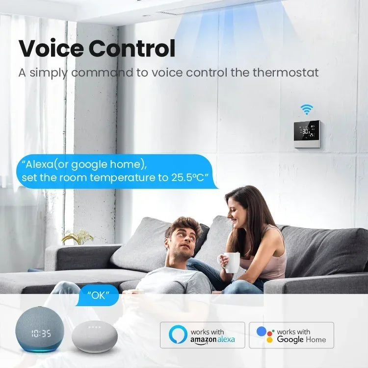 Contrôleur de climatiseur central Tuya avec thermostat intelligent - Contrôle des appareils de chauffage et de refroidissement via les applications SmartLife Google Alexa