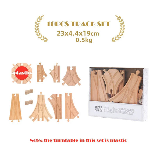 Ensemble de rails de train en bois de hêtre - Jouet à assembler soi-même pour enfants écologique