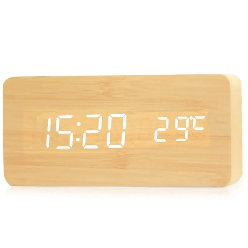 Horloge BoisÉco – Réveil Numérique en Bois avec Affichage LED