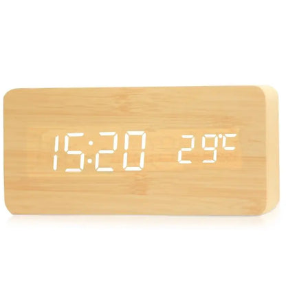 Horloge BoisÉco – Réveil Numérique en Bois avec Affichage LED