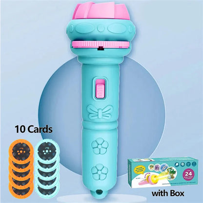 Set de projecteur de lampe torche créatif pour enfants - 10 cartes avec 80 motifs, parfait compagnon pour l'histoire au coucher