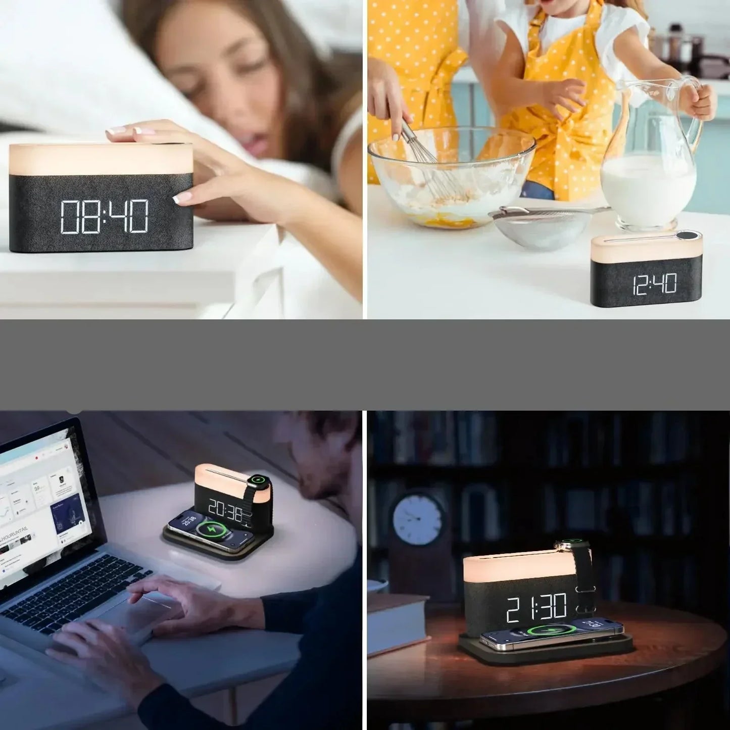 Eclarage – Chargeur sans fil 15 W avec lumière nocturne pour iPhone et Samsung