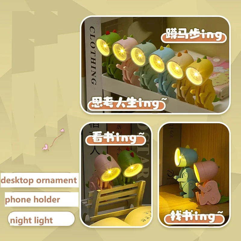 Floroux Cute LED Night Light | Mini Pet Design | Dog, Deer & Dinosaur | Foldable Table Lamp for Children's Room