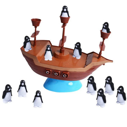 Jeu d'équilibre de bateau pirate coloré - Puzzle amusant de pingouin pour enfants, interaction parent-enfant, cadeau d'anniversaire idéal