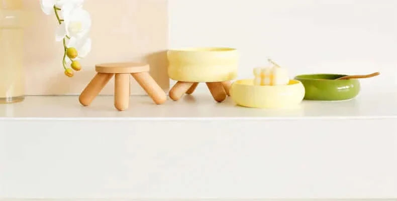 Bol en céramique pour chats avec trois pieds, pour nourriture et eau