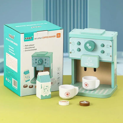 Ensemble de jouets en bois pour enfants - Ensemble de machine à café et à biscuits - Cadeau éducatif de jeux de rôle en cuisine pour garçons et filles
