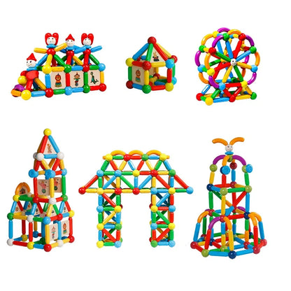 Ensemble de Blocs de Construction Magnétiques - Jouet Éducatif pour Enfants avec Bâtons et Boules Magnétiques pour un Jeu Créatif, Cadeau Idéal pour Garçons et Filles