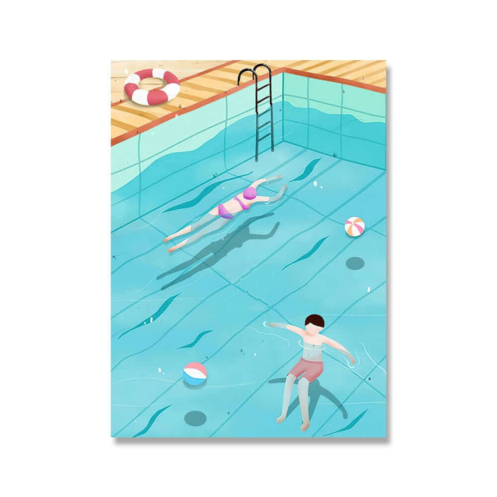 Affiche en toile PoP Art de piscine bleue