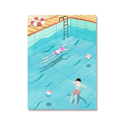 Affiche en toile PoP Art de piscine bleue