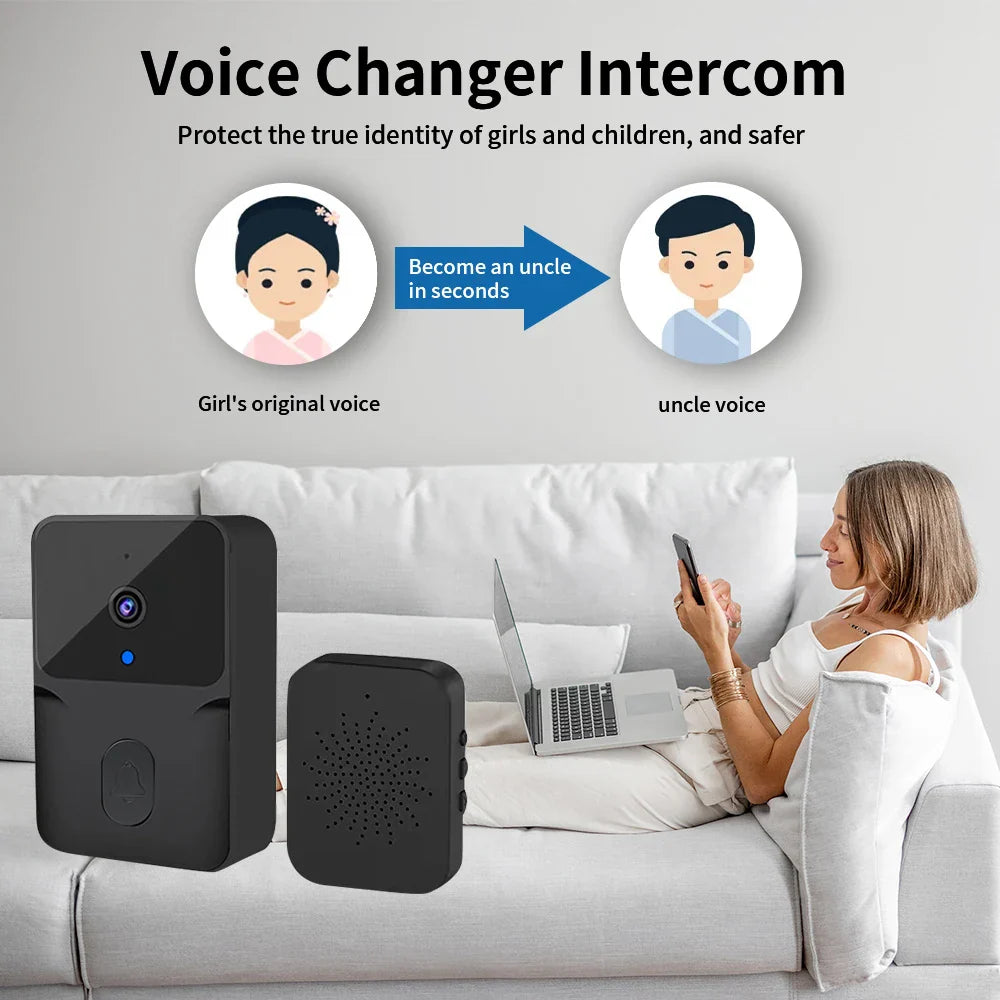 Belle caméra de porte vidéo sans fil Tuya HD - Détection de mouvement PIR WiFi et alarme contrôlée via les applications SmartLife Google Alexa