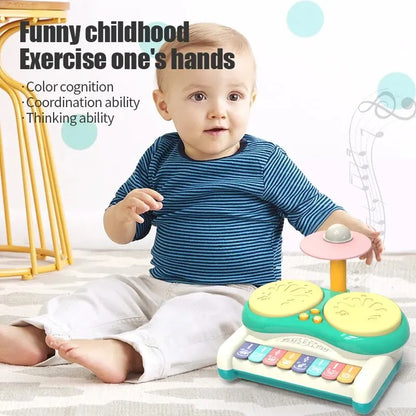Clavier musical électronique pour enfants & ensemble de batterie - jeu éducatif pour garçons et filles de 3 ans et plus, jouets d'instruments de musique en plastique durable