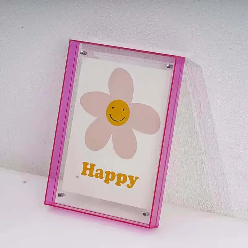 Cadre photo flottant en acrylique fluorescent des années 80