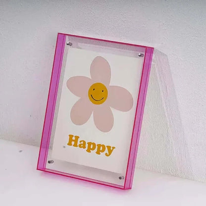 Cadre photo flottant en acrylique fluorescent des années 80