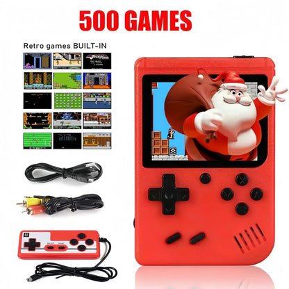 Mini Retro Console de Jeu Portable - Écran LCD de 3,0 Pouces, 500 Jeux 8-Bit Intégrés, Cadeau de Noël Parfait pour les Enfants