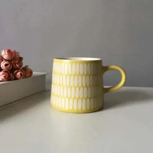Tasse chic peinte à la main avec couvercle et cuillère optionnels